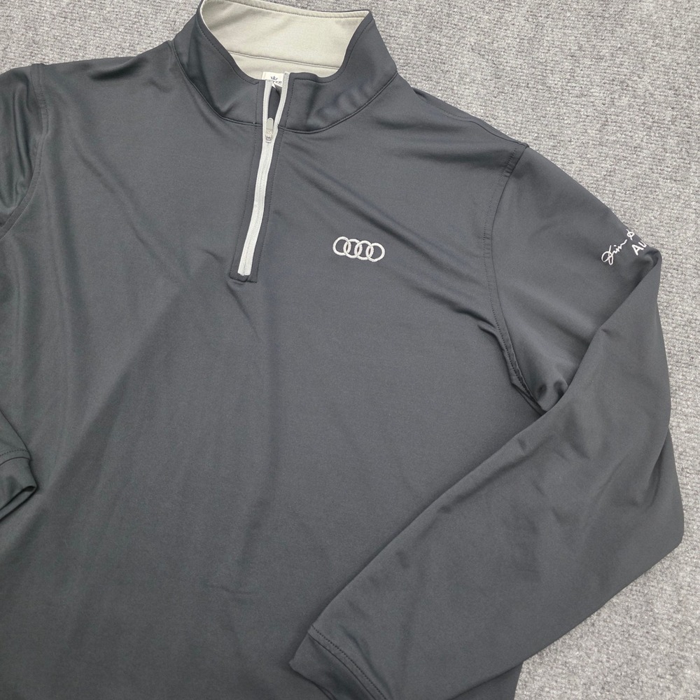 Peter Millar Audi Quarter Zip Pullover Mens XL Black Performance Golf Sweater - Picture 3 of 15
